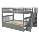 Stairway Bunk Bed With Storage And Guard Rail For Bedroom