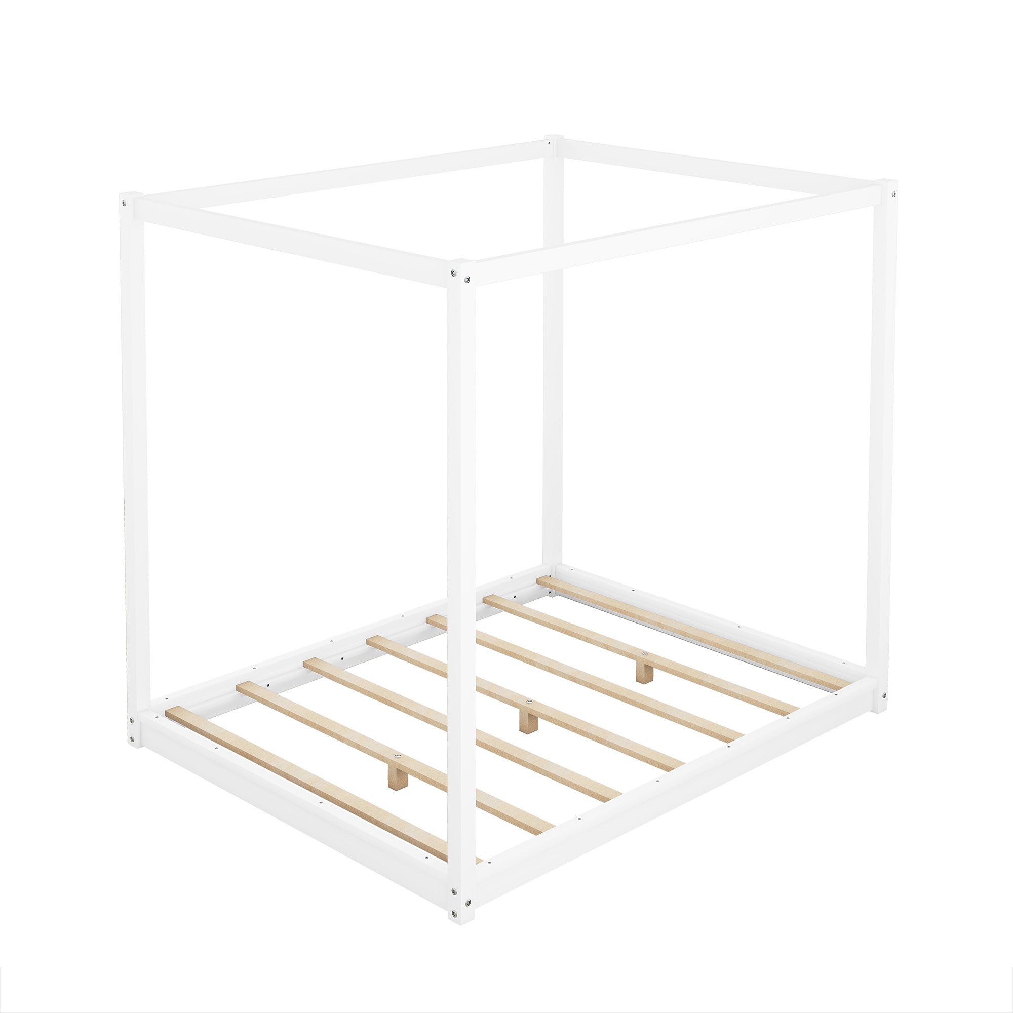 Queen Size Canopy Platform Bed with Support Legs,White - Atlantic Fine Furniture Melbourne FL