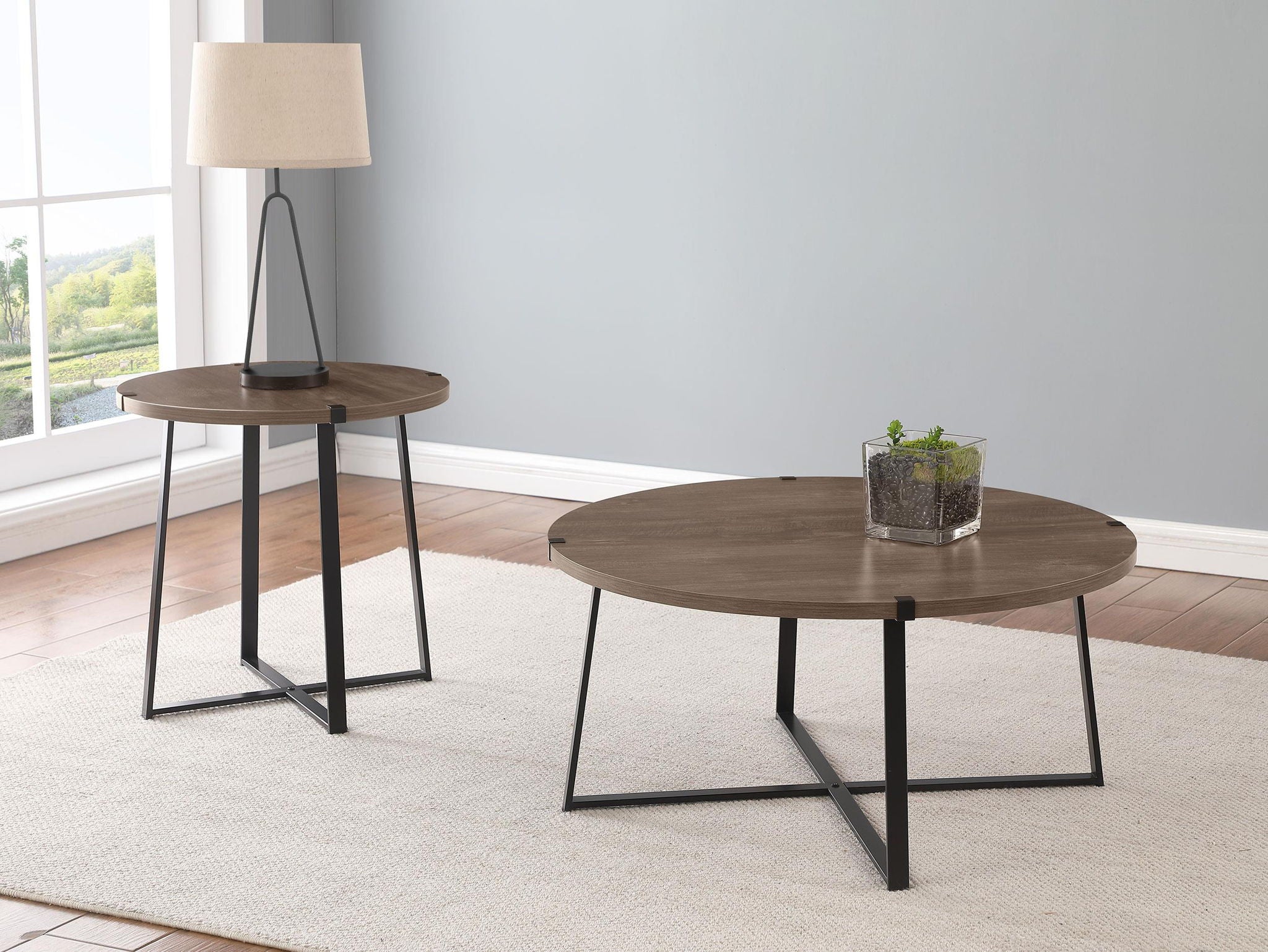 Marcus Round Engineered Wood Coffee Table Light Brown - Atlantic Fine Furniture Melbourne FL