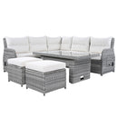 Outdoor Furniture Set Patio Rattan Furniture Set With Adjustable Table, Recliners With Extendable Side Tables And 2 Ottomans