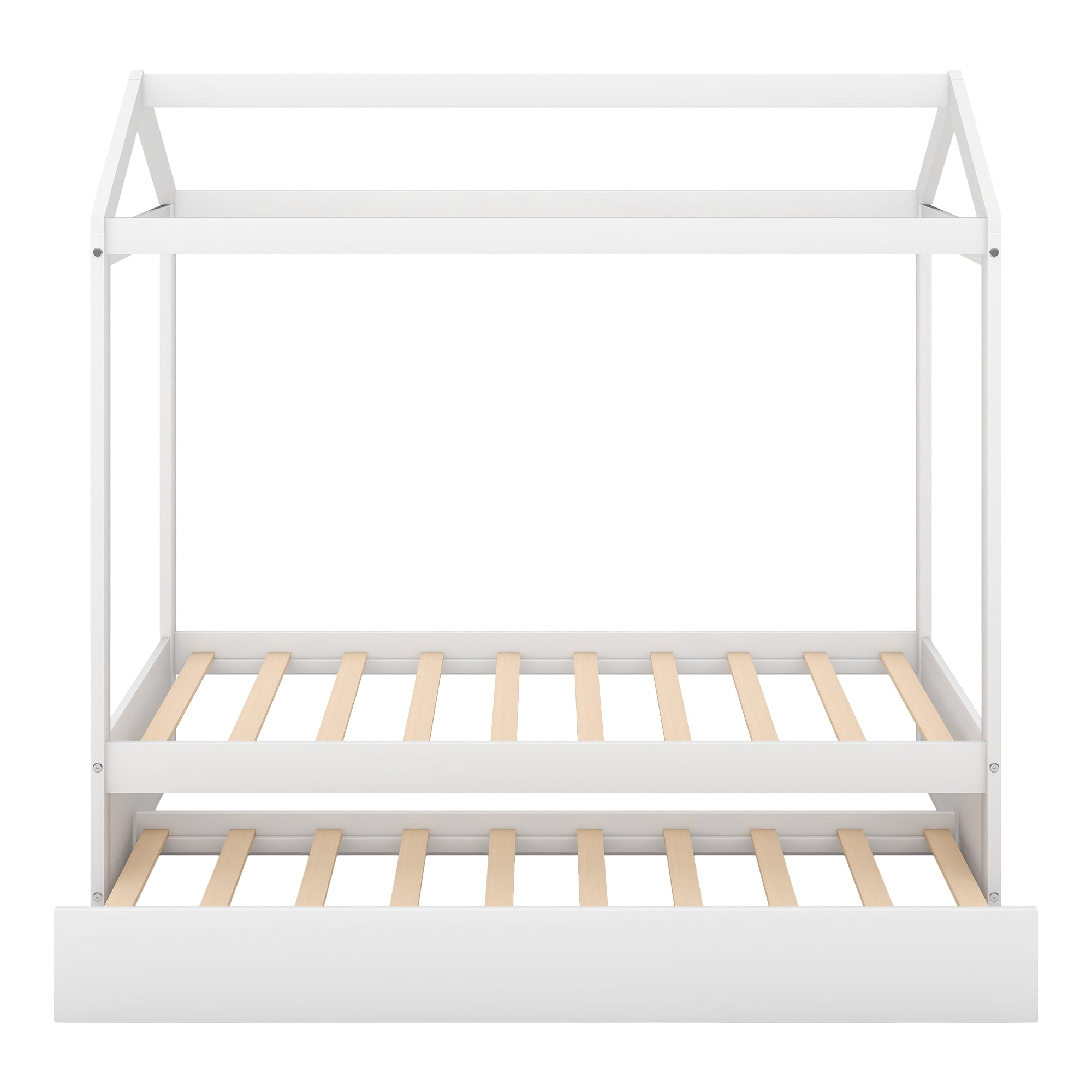 House Bed with Trundle, can be Decorated,White(Old SKU:SM000103AAK)