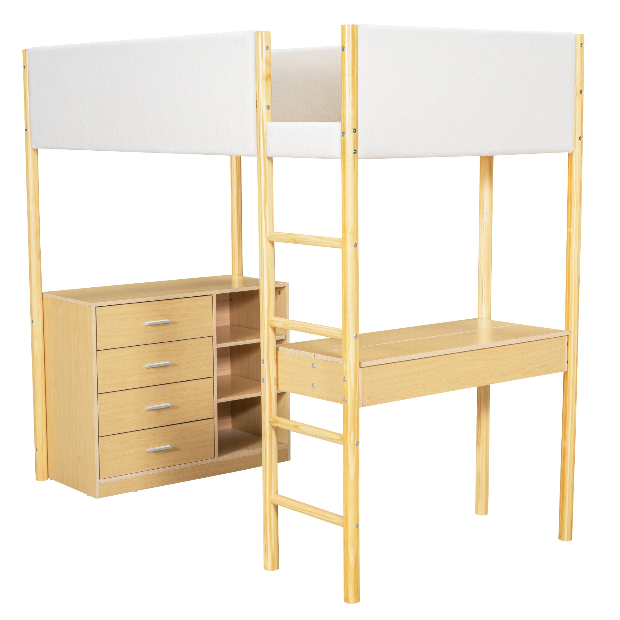 Twin Size Teddy FleeceLoft Bed Wood Bed, Natural - Atlantic Fine Furniture Melbourne FL