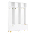 Modern Large Storage Hall Tree With Bench, 6 Hooks
