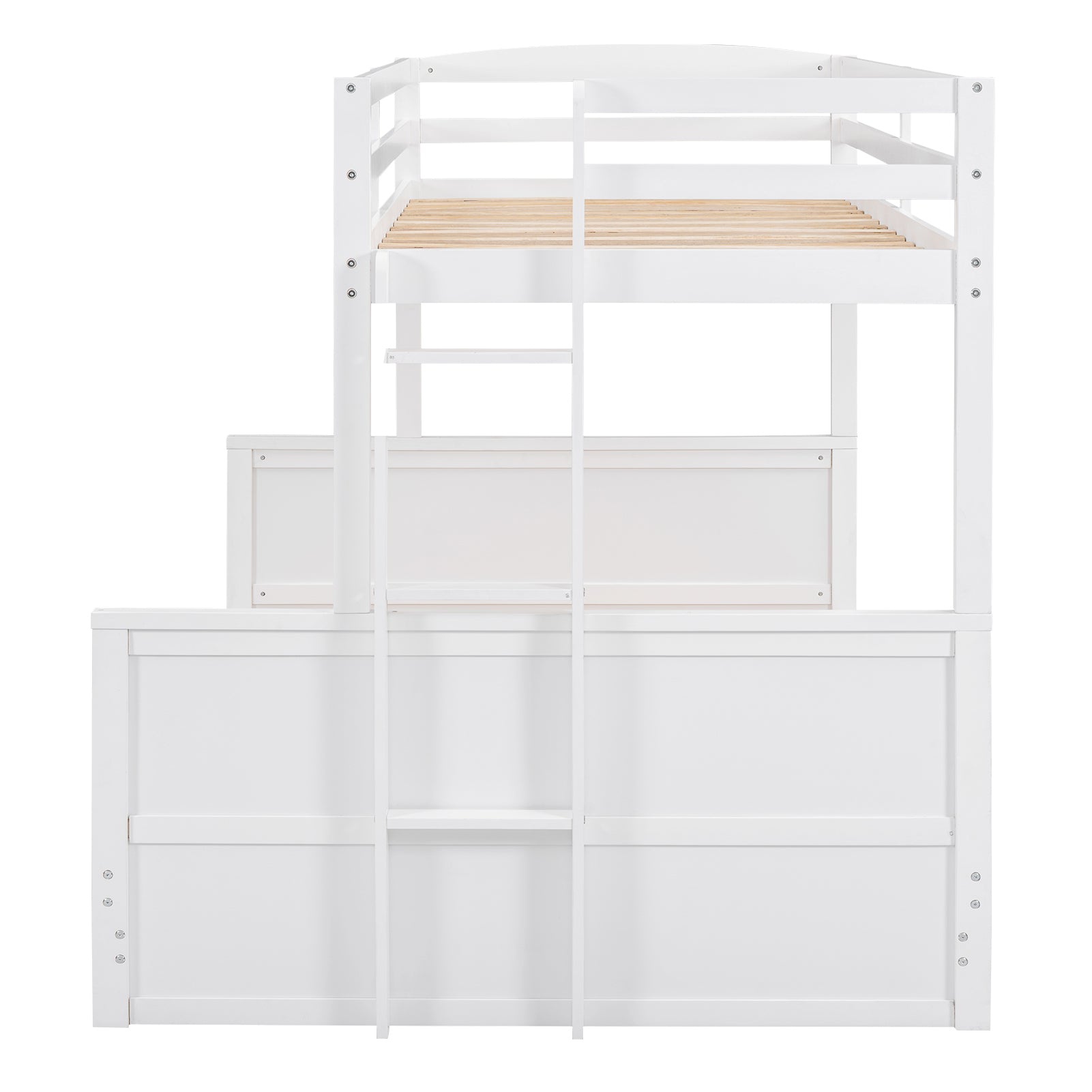 Wood Twin over Full Bunk Bed with Hydraulic Lift Up Storage, White - Atlantic Fine Furniture Melbourne FL