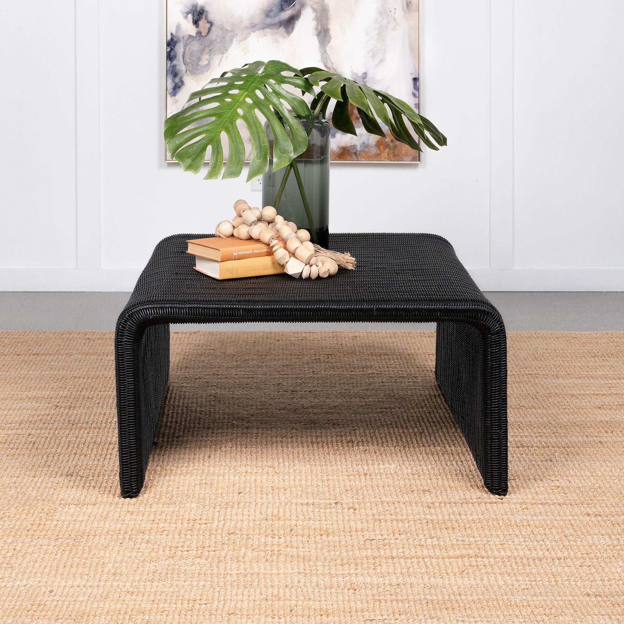 Cahya Woven Rattan Square Coffee Table Black - Atlantic Fine Furniture Melbourne FL
