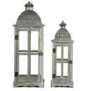 Wooden Candle Lantern Decorative, Hurricane Lantern Holder Decor For Indoor Outdoor, Home Garden Wedding - Gray