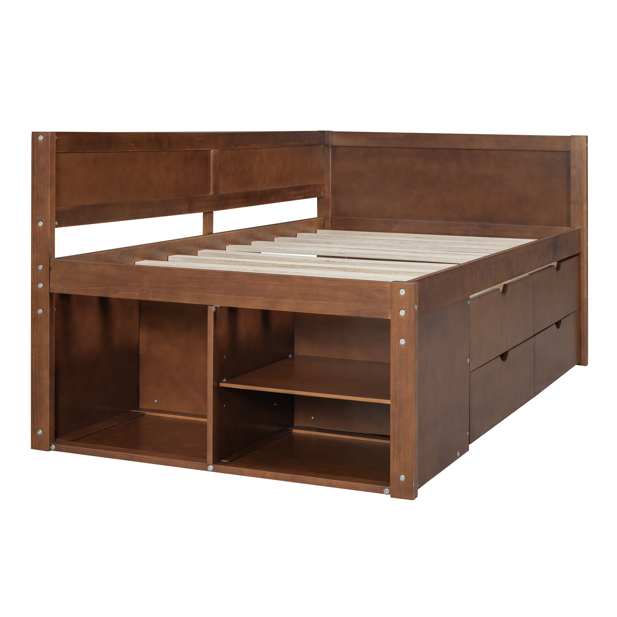 Twin Size Daybed with Drawers and Shelves, Walnut - Atlantic Fine Furniture Melbourne FL