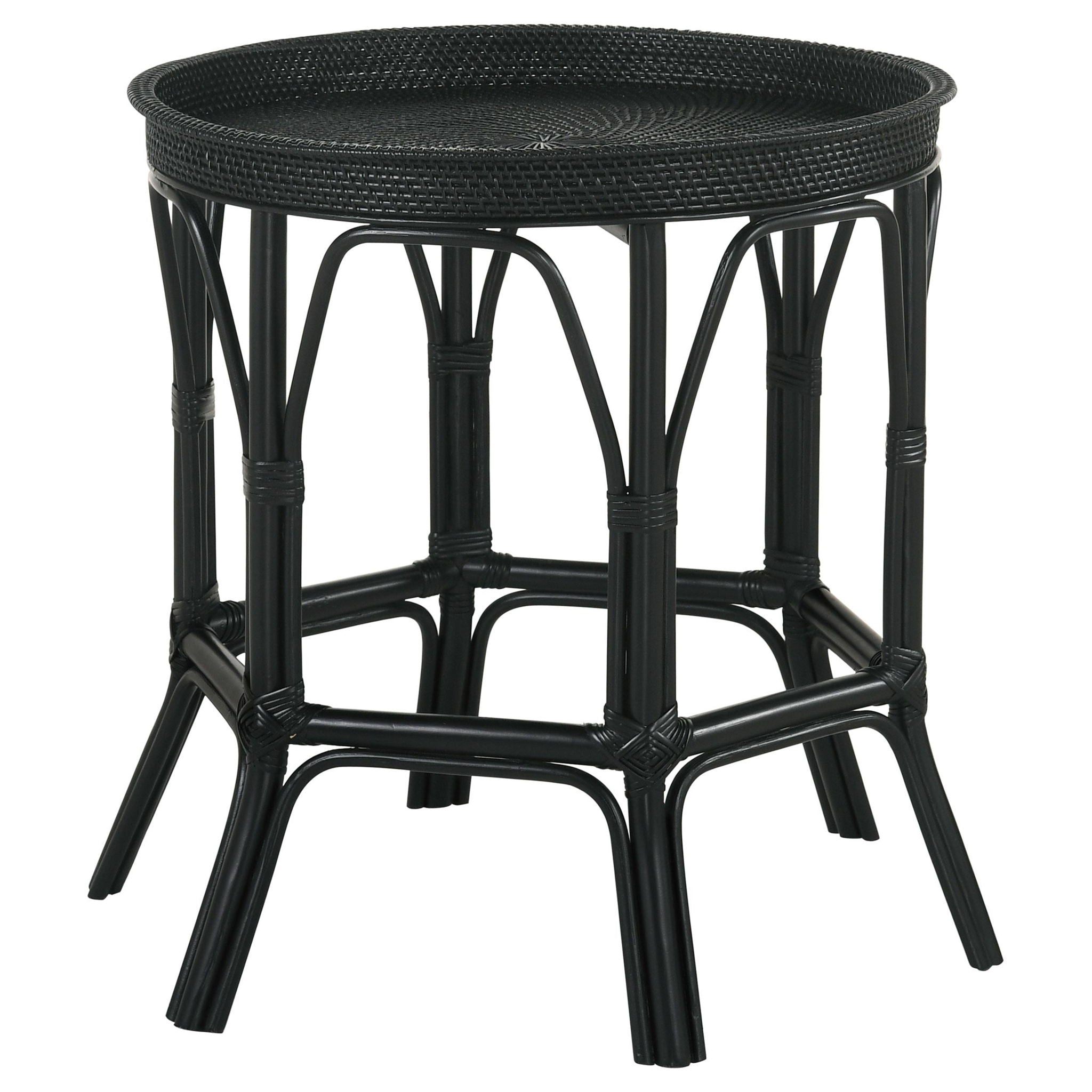 Antonio Round Rattan Tray Top Accent Side Table Black - Atlantic Fine Furniture Melbourne FL