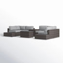 Wicker Sectional Seating Group With Plush Cushions