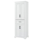 Freestanding Bathroom Vanity, Elegant Design With 4 Doors & 1 Drawer, Adjustable Shelves, Damping Hinges - White
