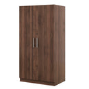 2 Door Wooden Wardrobe Armoire With 3 Storage Shelves - Brown