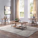 Ikram - Coffee Table - Weathered Oak & Sandy Black - Atlantic Fine Furniture Inc