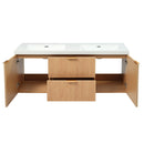 59.3" Double Sink Bathroom Vanity With Smc Resin Top, Painted Cabinet, Soft Close Doors, Wall Mounted - Wood