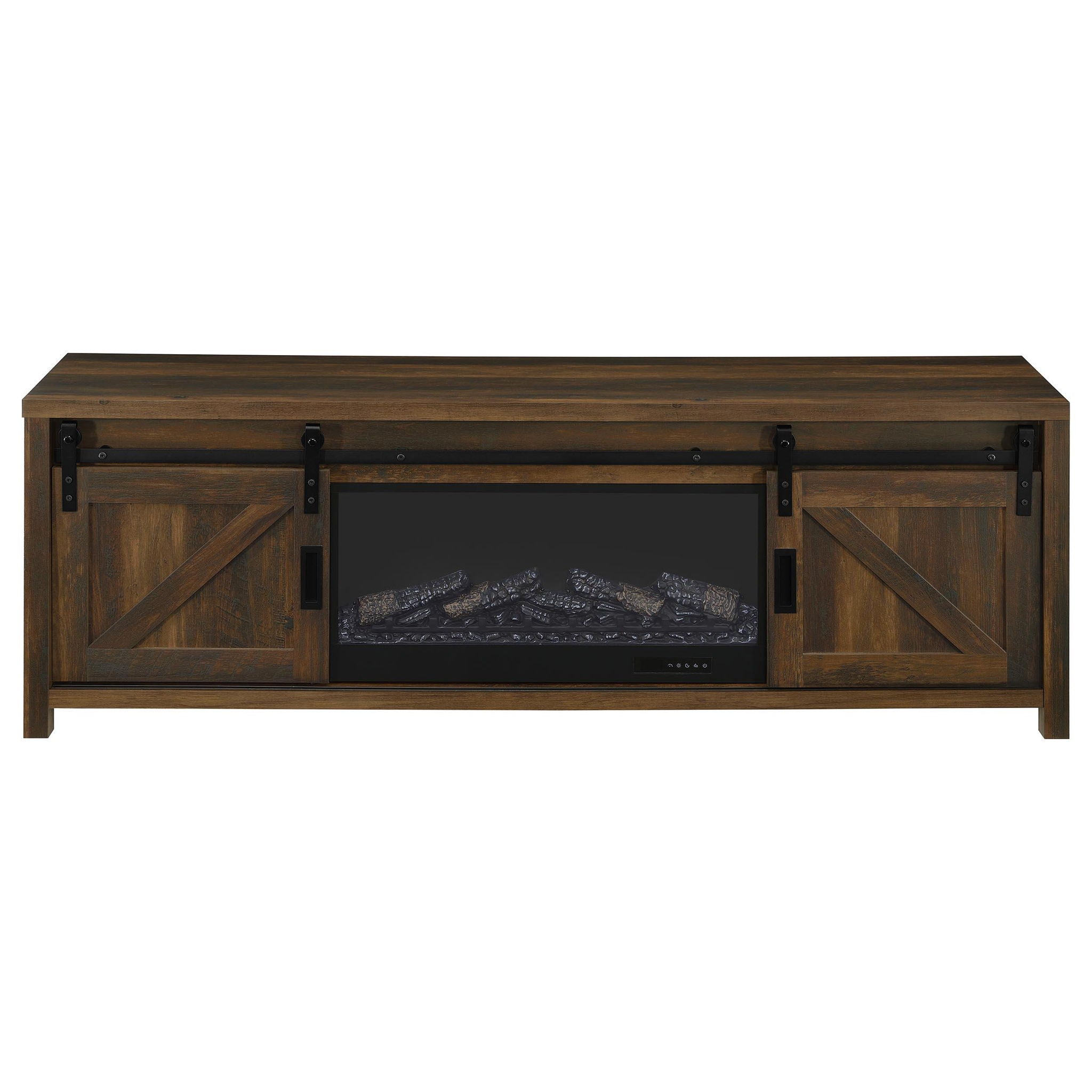 Enfield 71-inch TV Stand Fireplace Media Console Dark Pine