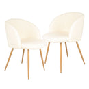 Adjust Legs Upholstered Teddy Faux Fur Dining Armrest Chair (Set of 2)