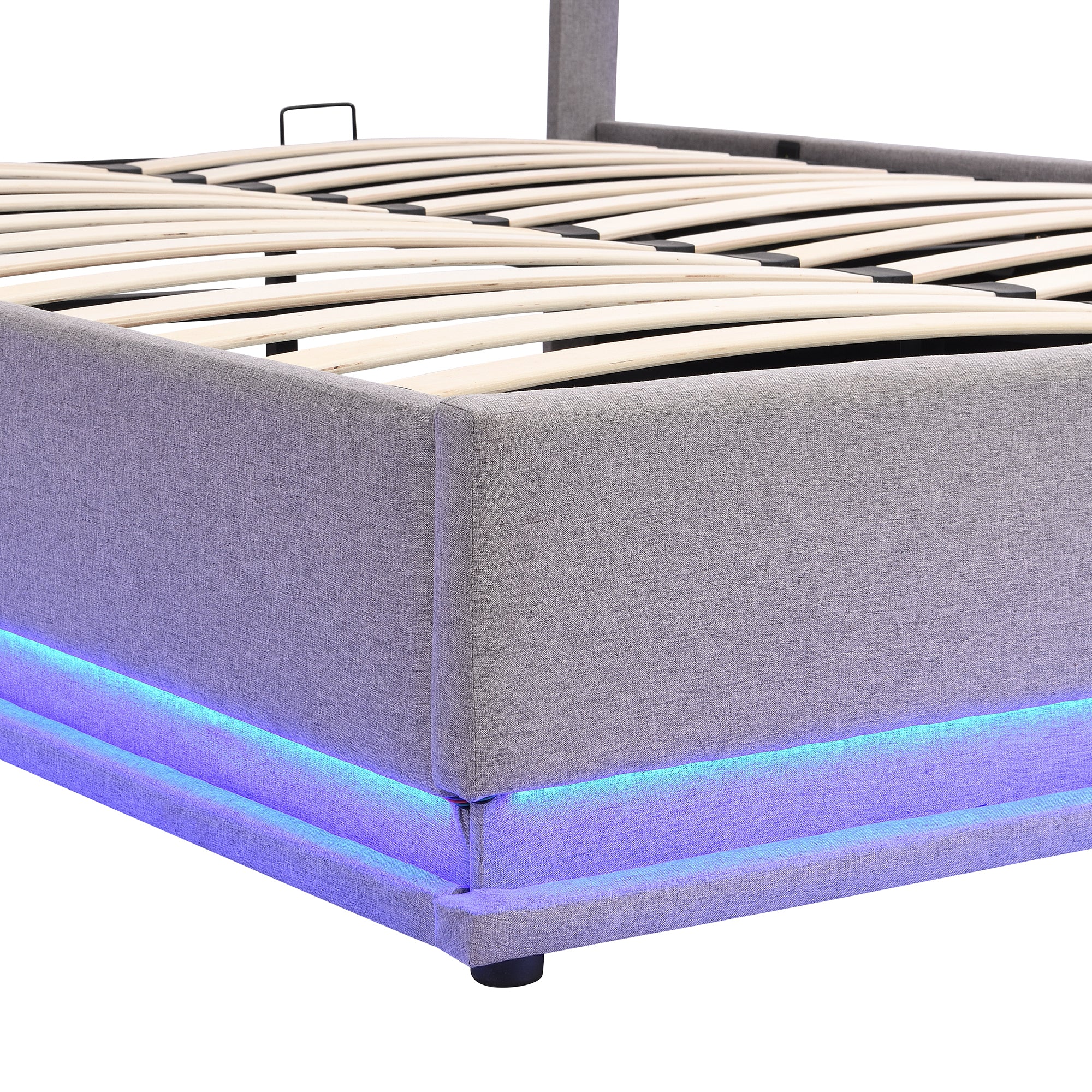 Queen Size Upholstered Bed with Hydraulic Storage System and LED Light, Modern Platform Bed with Button-tufted Design Headboard, Gray - Atlantic Fine Furniture Melbourne FL