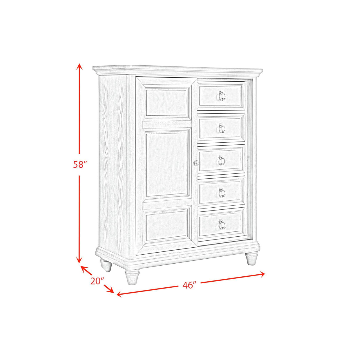 Whit-Ash 5-Drawer Door Chest in Light Gray by Elements International, view 7