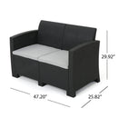 Zephyra - Outdoor 4 Piece Faux Wicker Rattan Chat Set With Water Resistant Cushions - Gray