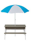 Wooden Kids Picnic Table, Sand And Water Table With Umbrella, Activity Table For Outdoor Backyard Patio Play - White / Gray