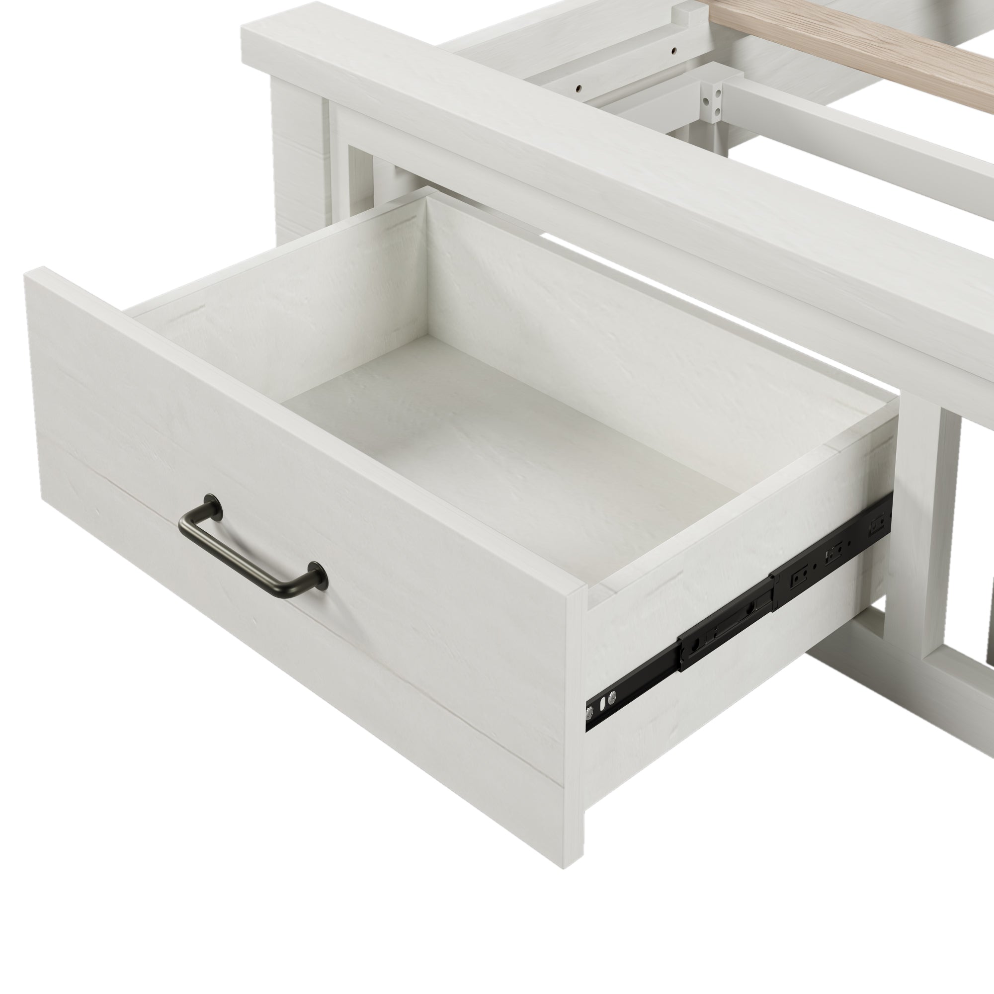 Rustic Farmhouse Style Whitewash Queen Storage Panel Bed with Two Drawers, White(old sku:BS301592AAK) - Atlantic Fine Furniture Melbourne FL