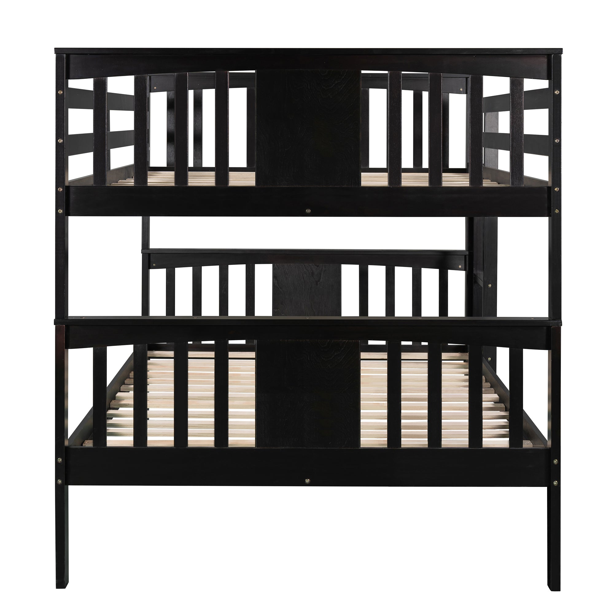 Full over Full Bunk Bed with Ladder for Bedroom, Guest Room Furniture-Espresso(OLD SKU :LP000203AAP)