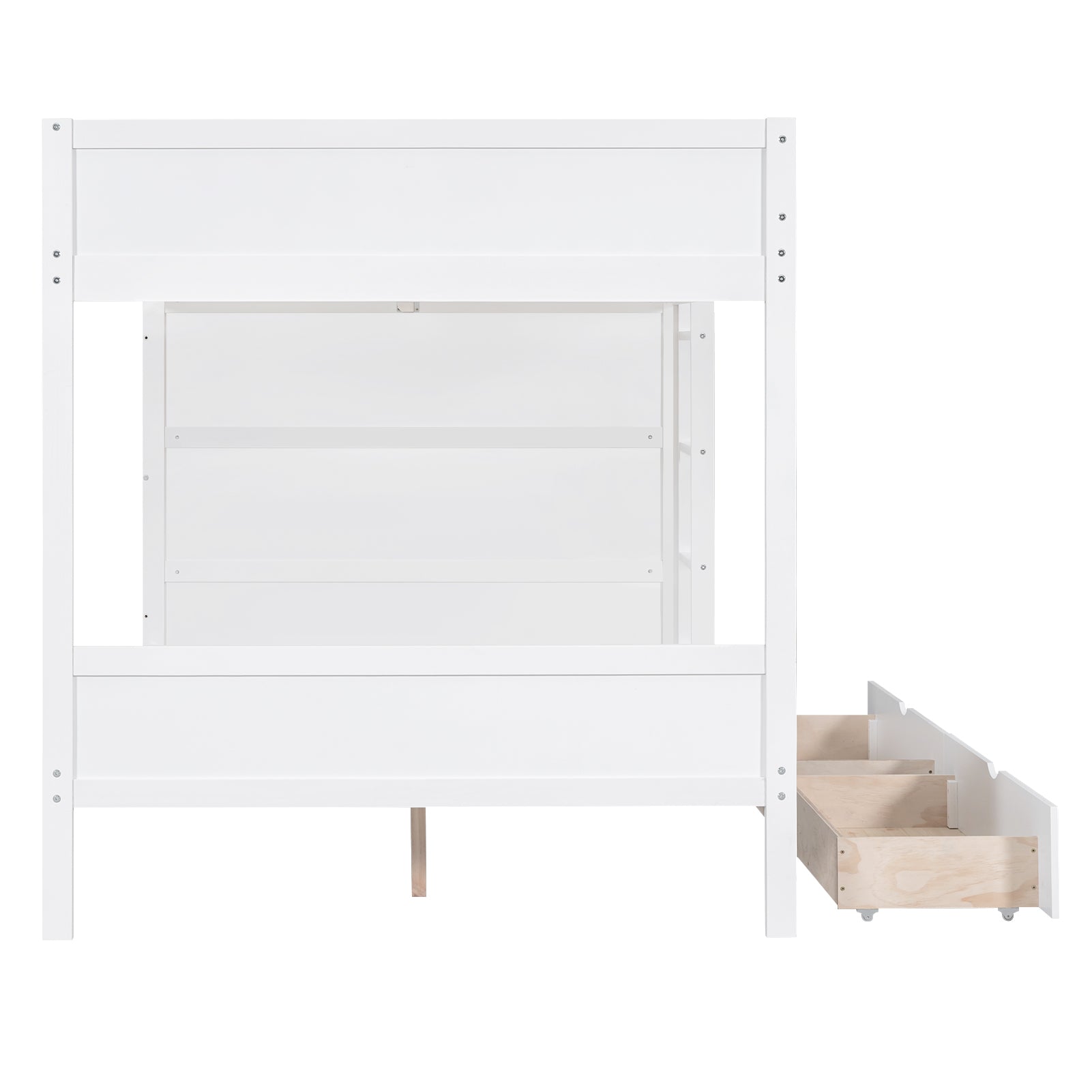 Full over Full Bunk Bed With 2 Drawers and Multi-layer Cabinet, White - Atlantic Fine Furniture Melbourne FL
