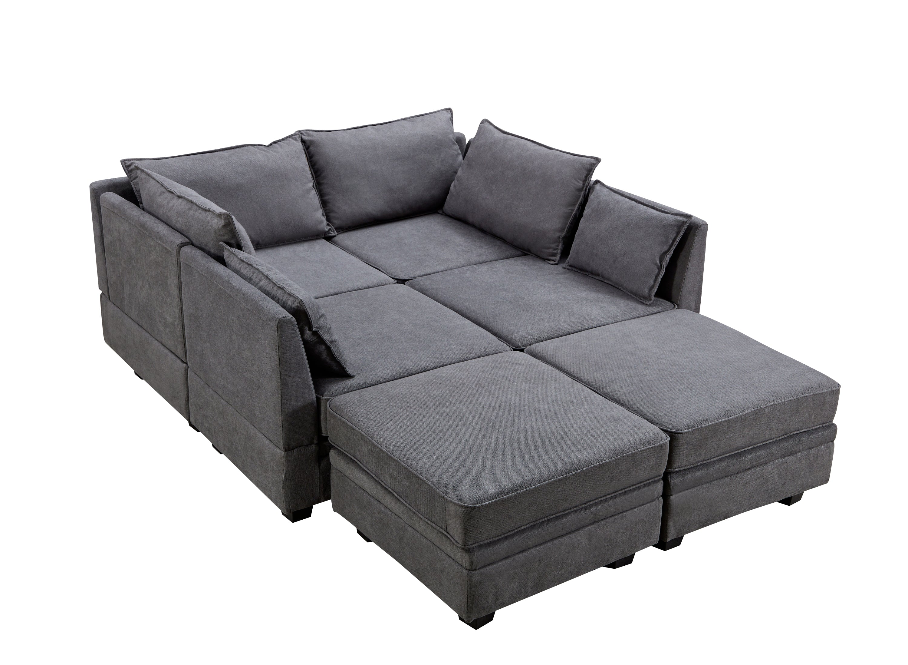U_Style Modern Large U-Shape Modular Sectional Sofa, Convertible Sofa Bed with Reversible Chaise for Living Room, Storage Seat