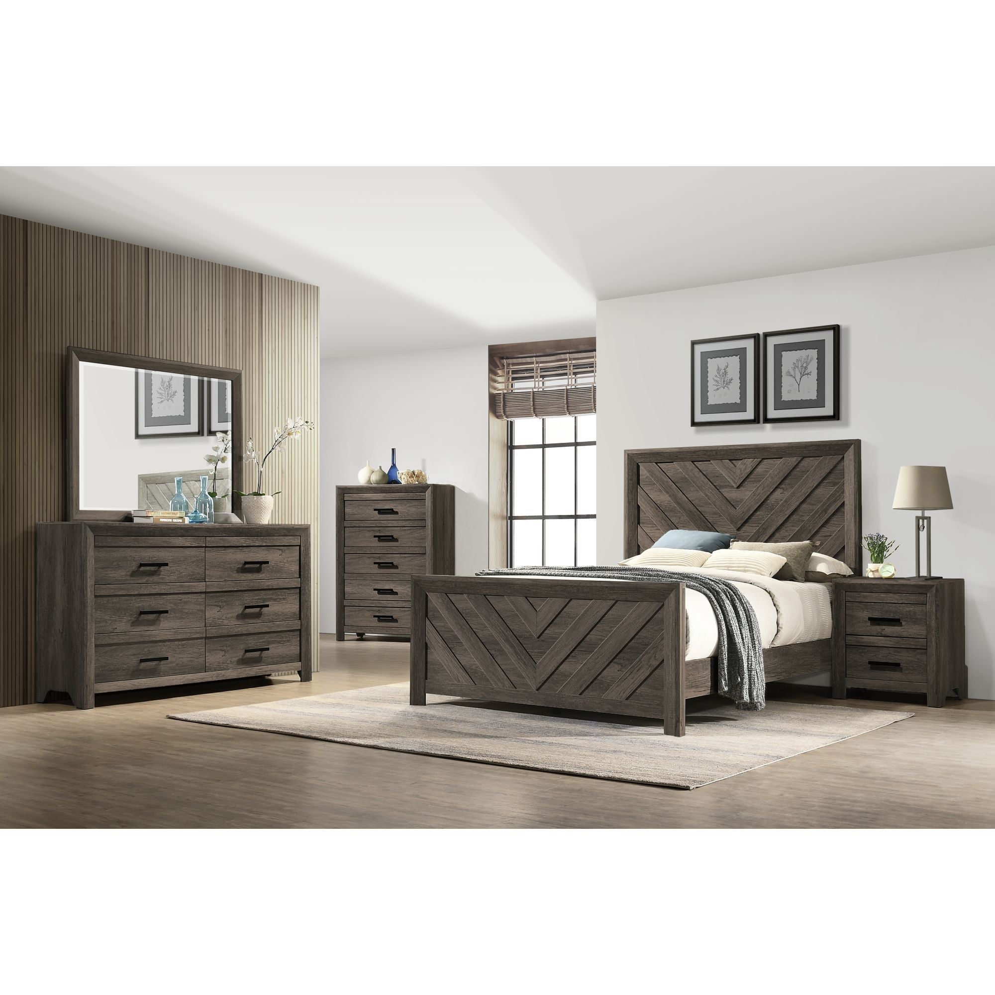 Eleanor 2-Drawer Nightstand For Bedroom in Dark Gray by Elements International, view 8