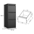 Durable Metal 3 Drawer File Cabinet With Lock For Office Storage