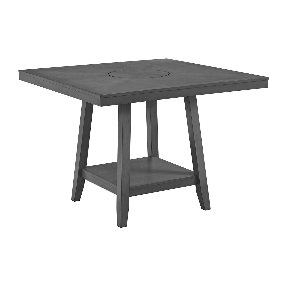 Seneca Square Counter Table With Lazy Susan in Dark Brown by Elements International