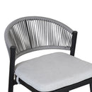 Outdoor Bar Height Metal Frame Counter Stools With Scallop Shaped Backrest & Water Resistant Cushions