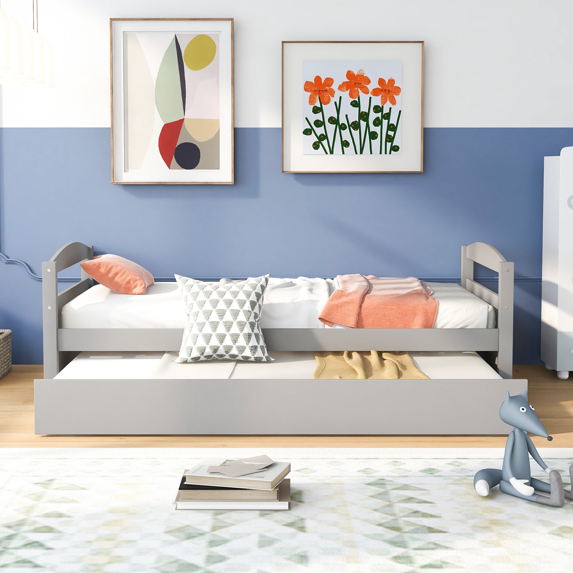 Twin Size Daybed with Trundle, Gray - Atlantic Fine Furniture Melbourne FL