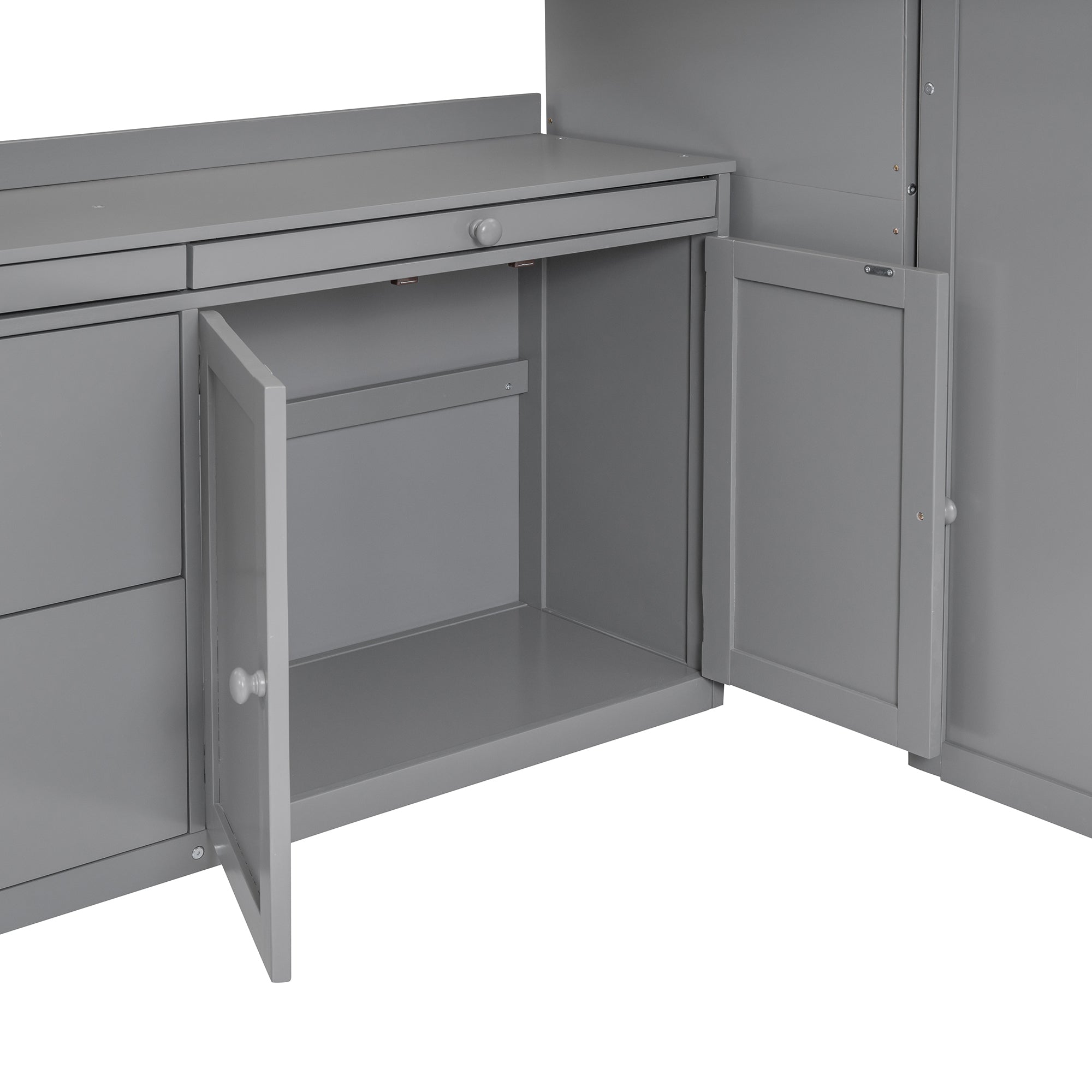 Loft Bed with Rolling Cabinet and Desk - Gray - Atlantic Fine Furniture Melbourne FL