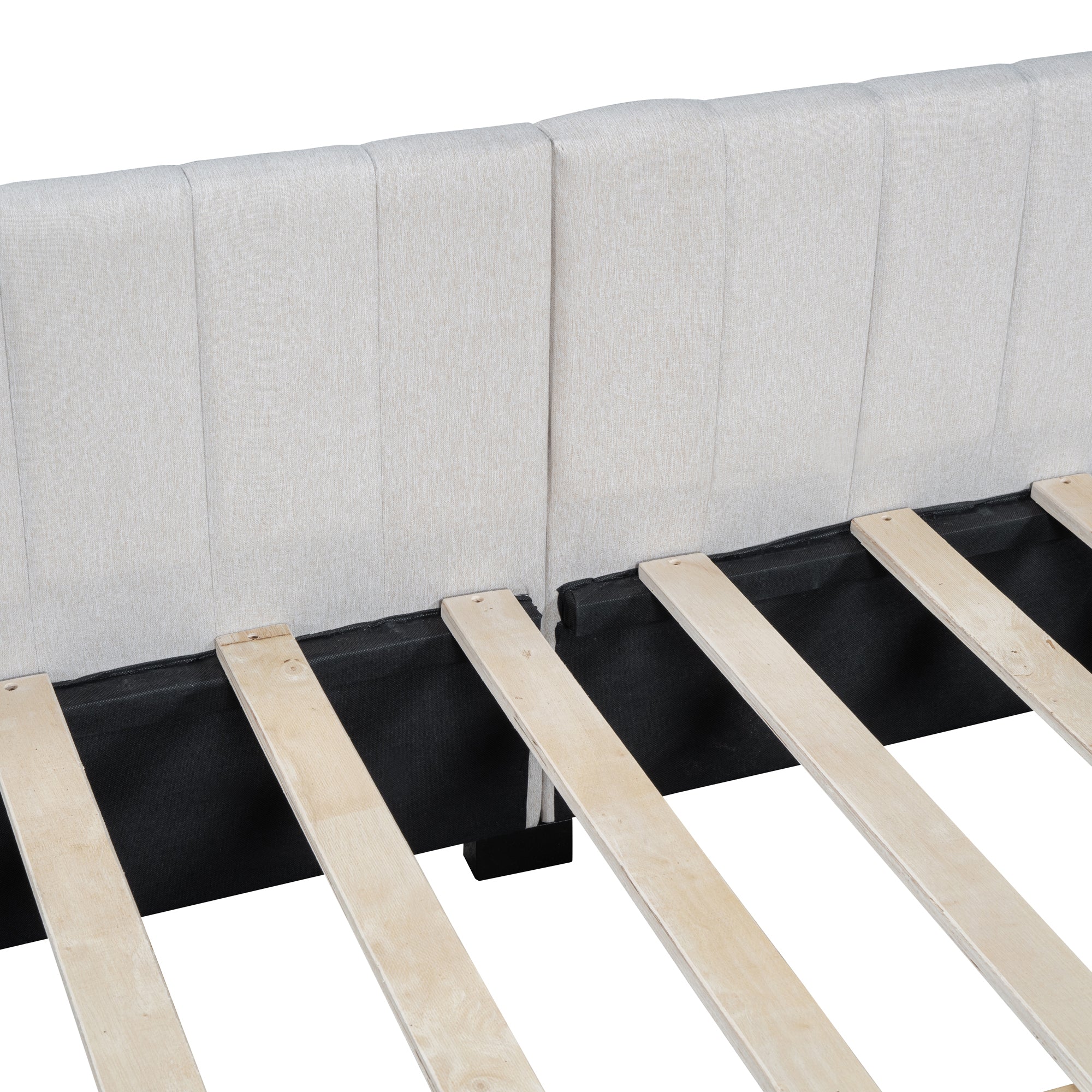 Full Size Upholstered Daybed with 2 Storage Drawers Sofa Bed Frame No Box Spring Needed, Linen Fabric (Beige) - Atlantic Fine Furniture Melbourne FL