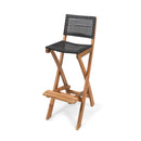 Outdoor Folding Acacia Wood Barstools With Rattan Backrest And Seat
