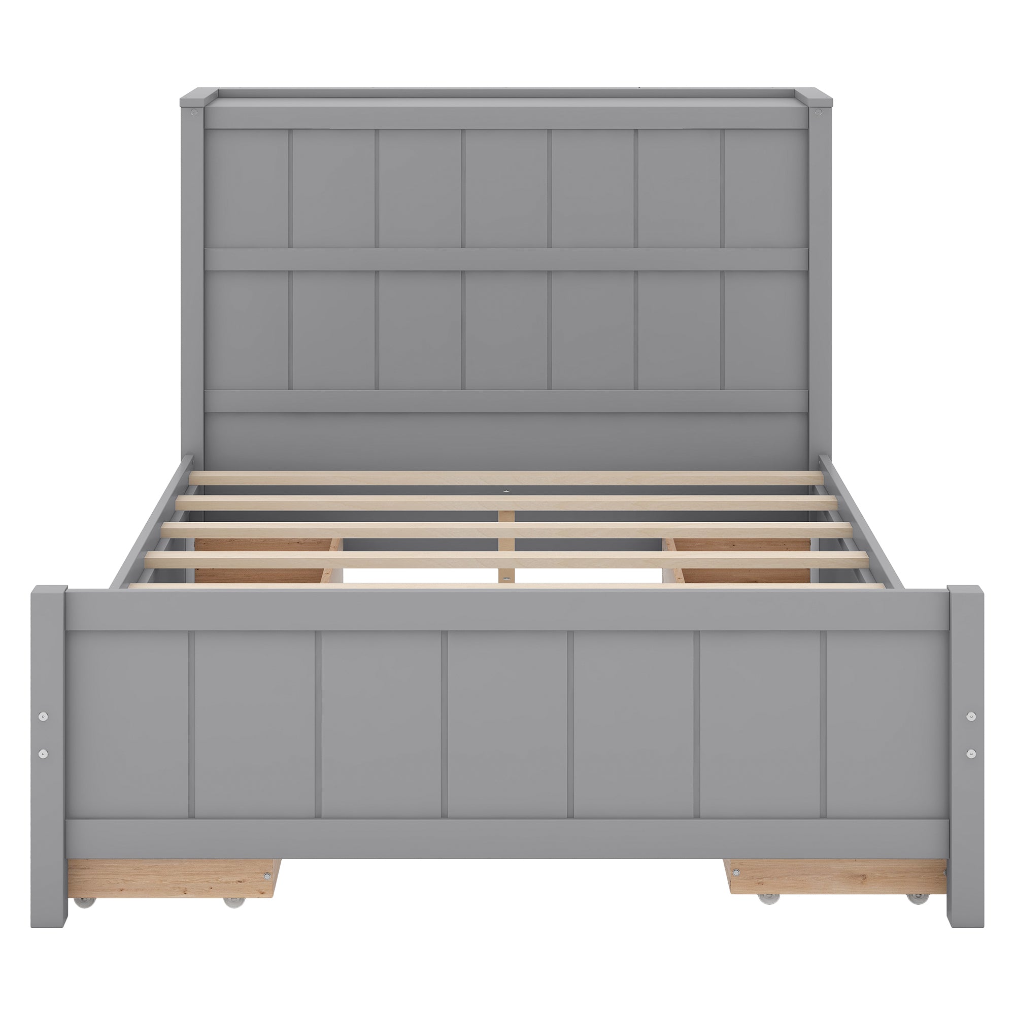 Full Size Platform Bed with Drawers and Storage Shelves, Gray - Atlantic Fine Furniture Melbourne FL