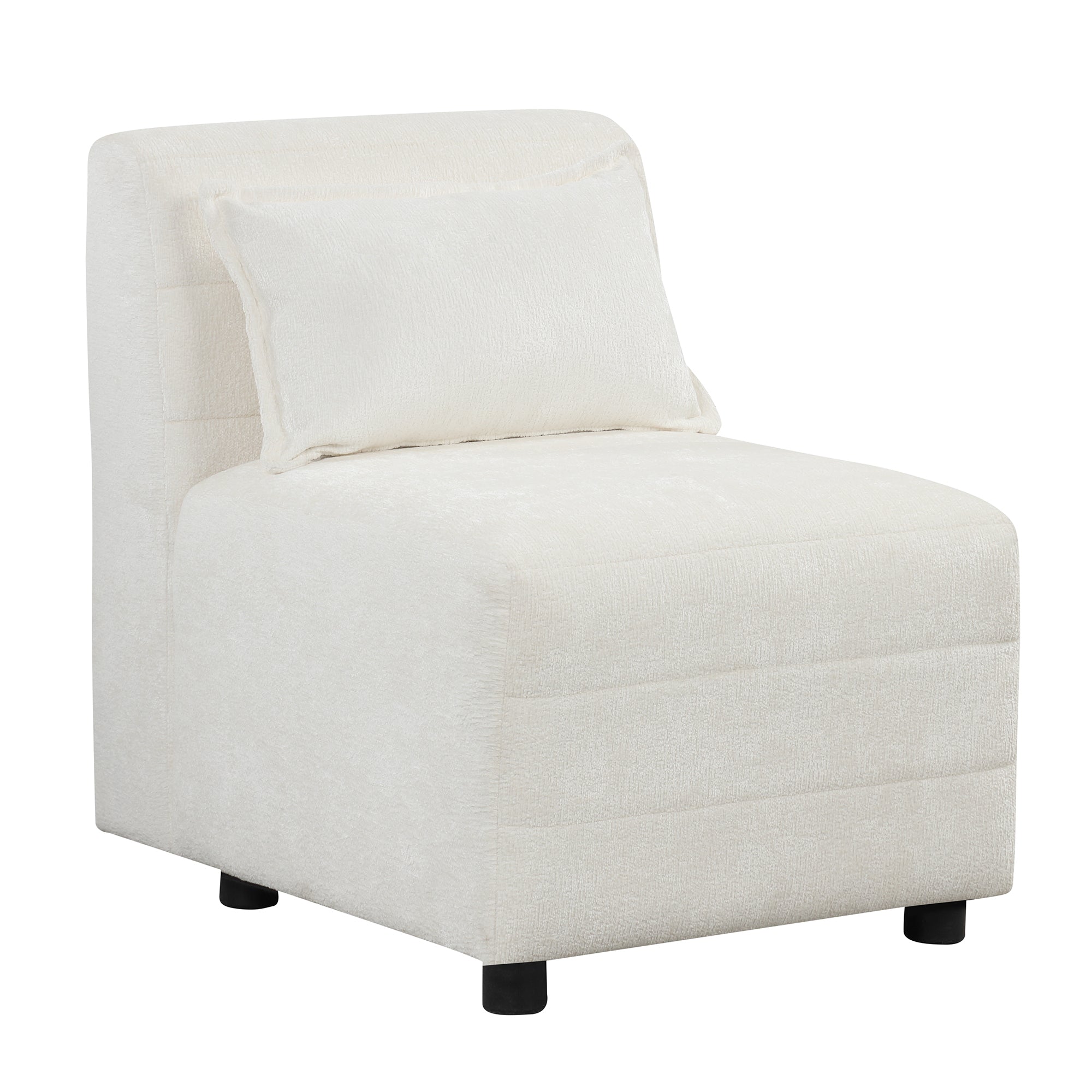 Free-Combined Sectional Sofa 5-seater Modular Couches with Storage Ottoman, 5 Pillows for Living Room, Bedroom, Office, Cream