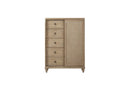 Queen Canopy Bedroom Set With A 2 Drawer Nightstand A Modern Dresser With Poster Mirror And A Door Chest - Sand