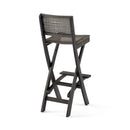 Outdoor Folding Acacia Wood Barstools With Rattan Backrest And Seat