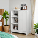 Classic Freestanding Bathroom And Kitchen Storage Cabinet With Adjustable Shelves - White