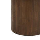 Mgo Cylindrical Side Table With Faux Stone Top And Wood Faux Base - Antique White / Natural