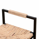 Water Hyacinth Woven Bar Stools With Back Support, Counter Height Dining Chairs (Set of 2) - Natural