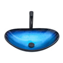 Tempered Glass Vessel Sink With Boat Shape Pop-Up Drain