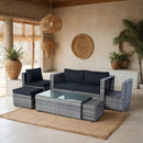 6 Piece Patio Wicker Sectional Set Patio Backyard Conversation Set Space Saving - Gray / Black