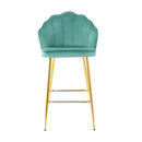 Elegant Shell Shape Velvet Bar Chair (Set of 2)