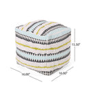 Bohemian Woven Cotton Pouf With Handwoven Design - Multi