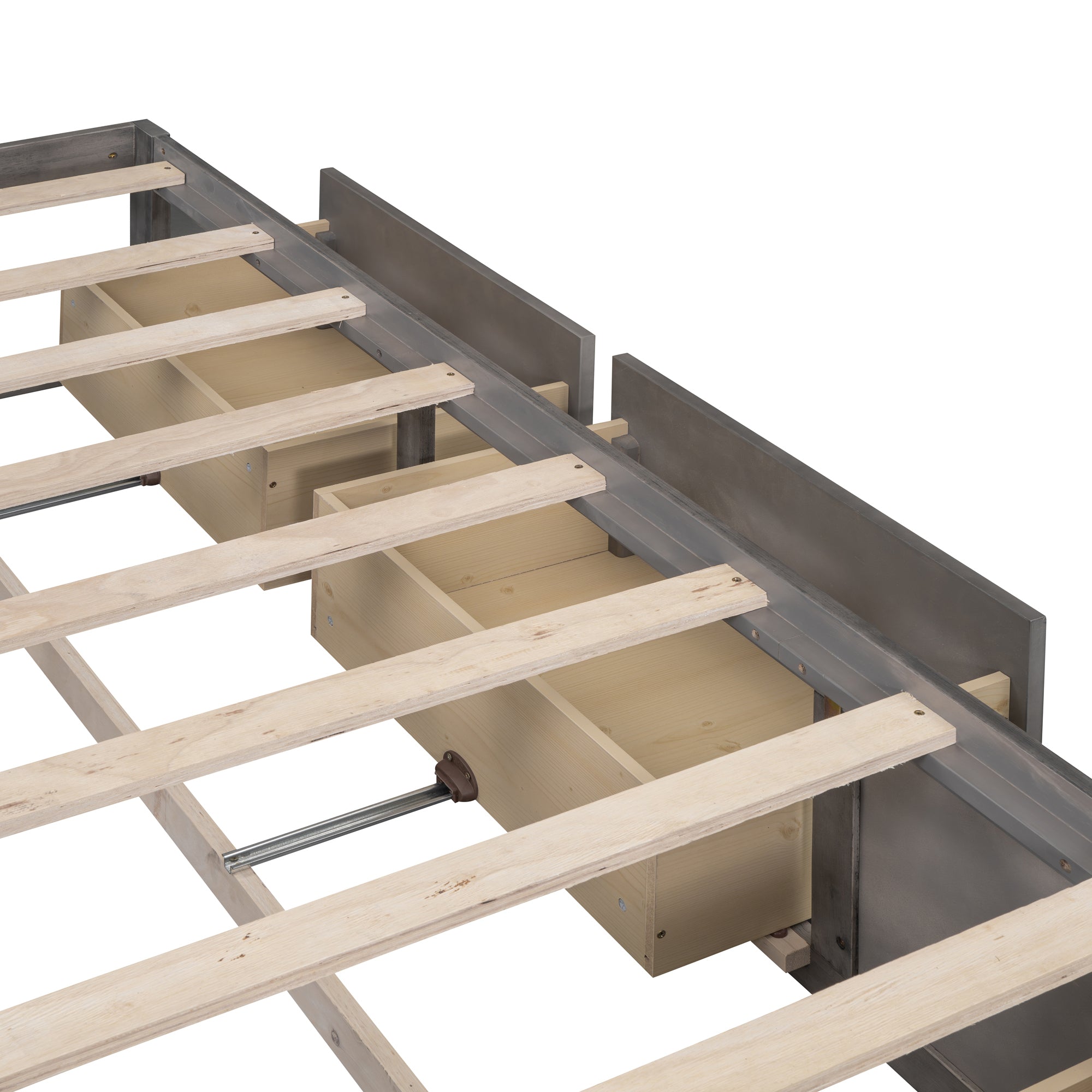 Queen Size Platform Bed with 6 Storage Drawers,Antique Gray - Atlantic Fine Furniture Melbourne FL