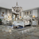 Vendome - Vanity Stool - Beige Synthetic Leather & Antique Pearl
