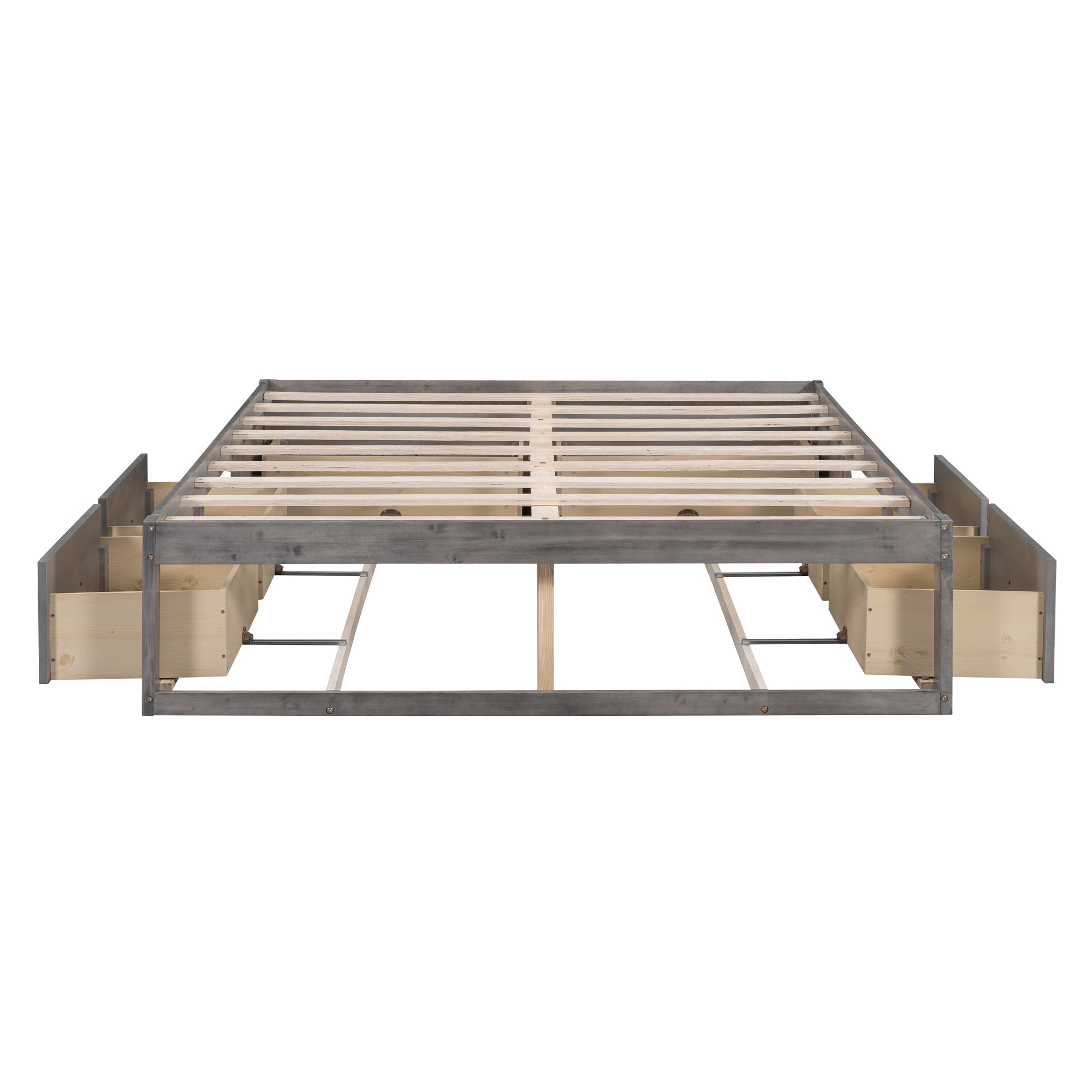 Full Size Platform Bed with 6 Storage Drawers,Antique Gray - Atlantic Fine Furniture Melbourne FL