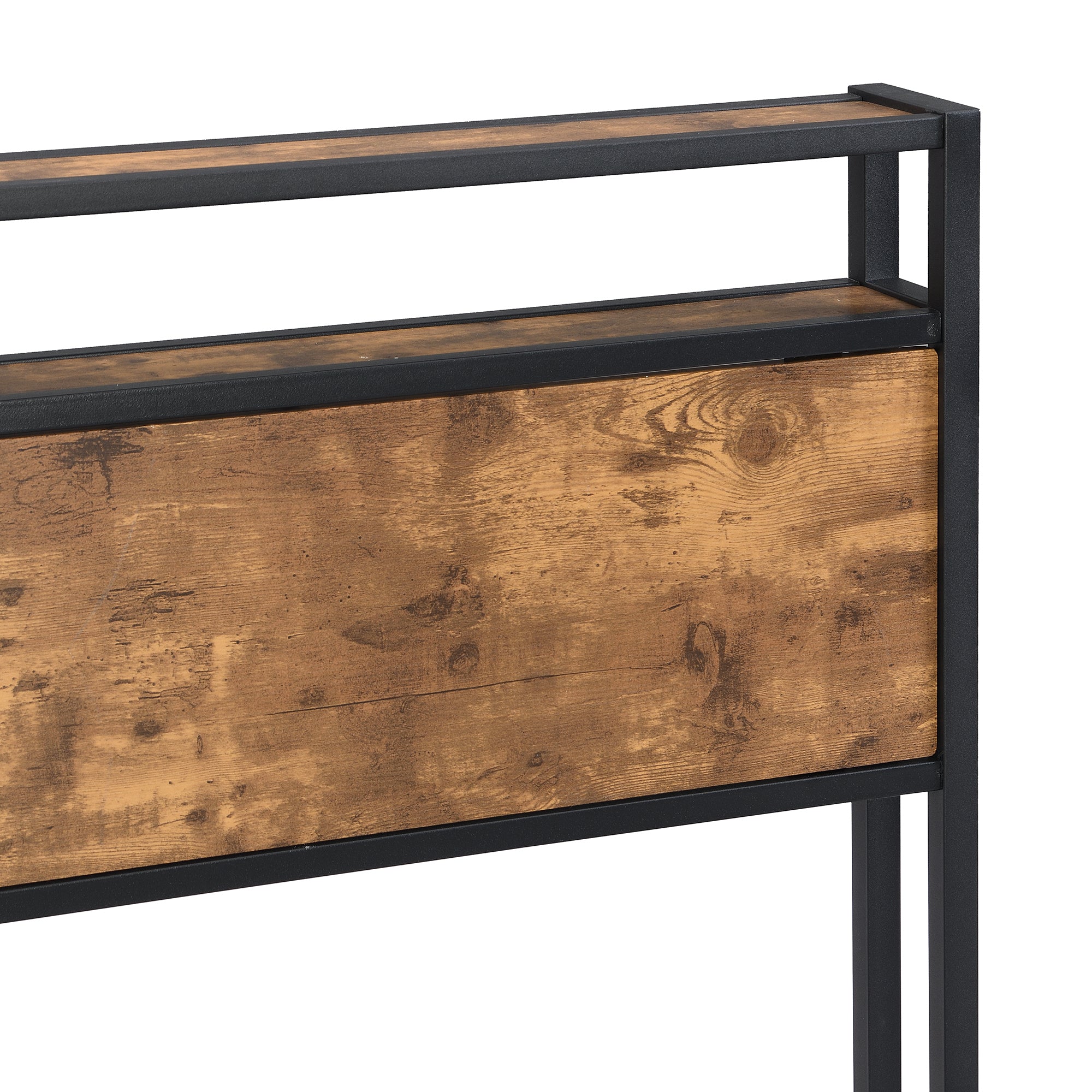 Full Size Metal Platform Bed Frame with Wooden Headboard and Footboard with USB LINER, No Box Spring Needed, Large Under Bed Storage, Easy Assemble - Atlantic Fine Furniture Melbourne FL